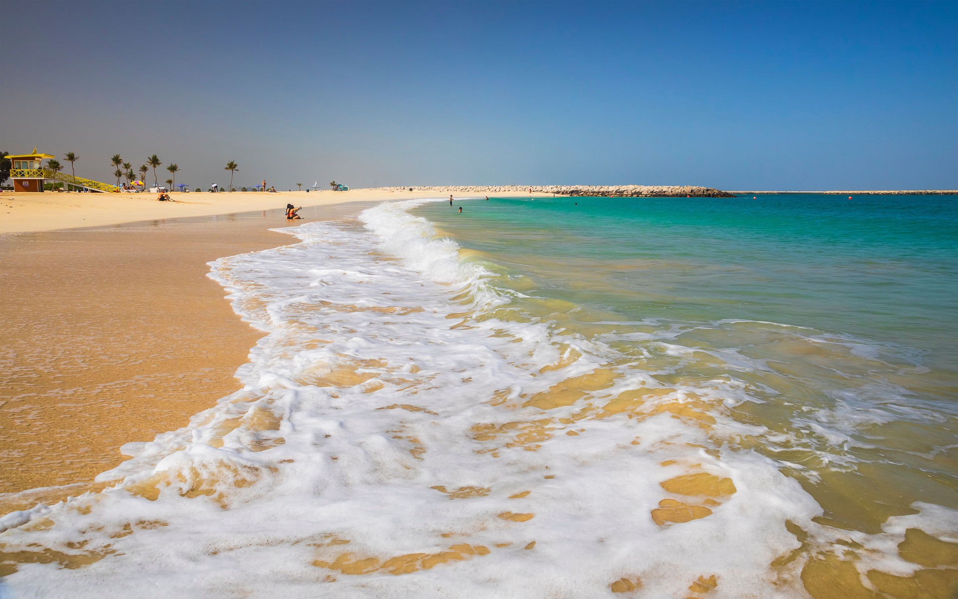 Dubai, UAE - March 04, 2021: Al Mamzar beach in Dubai.